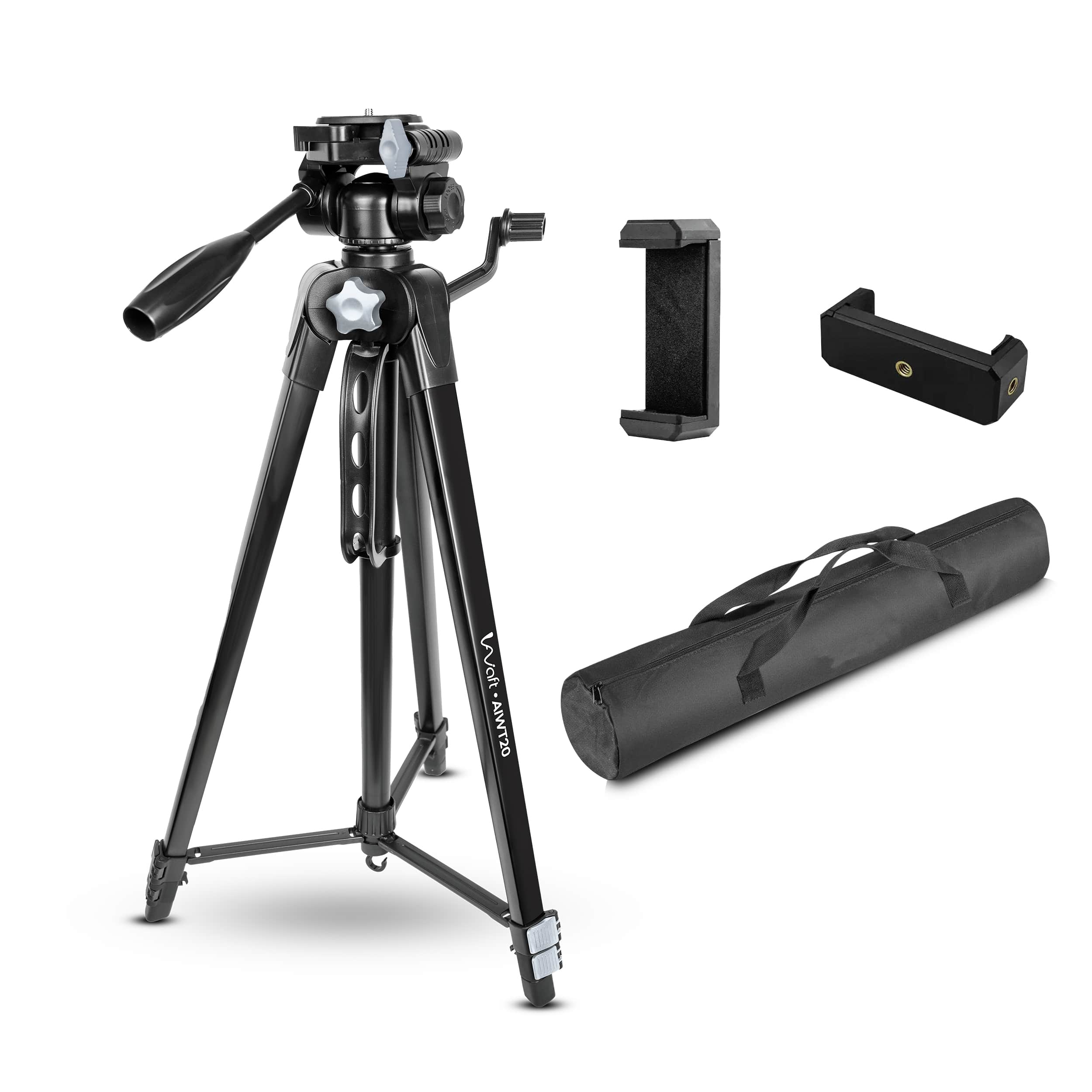 AlWafts Light Weight Tripod phone holder and bag view