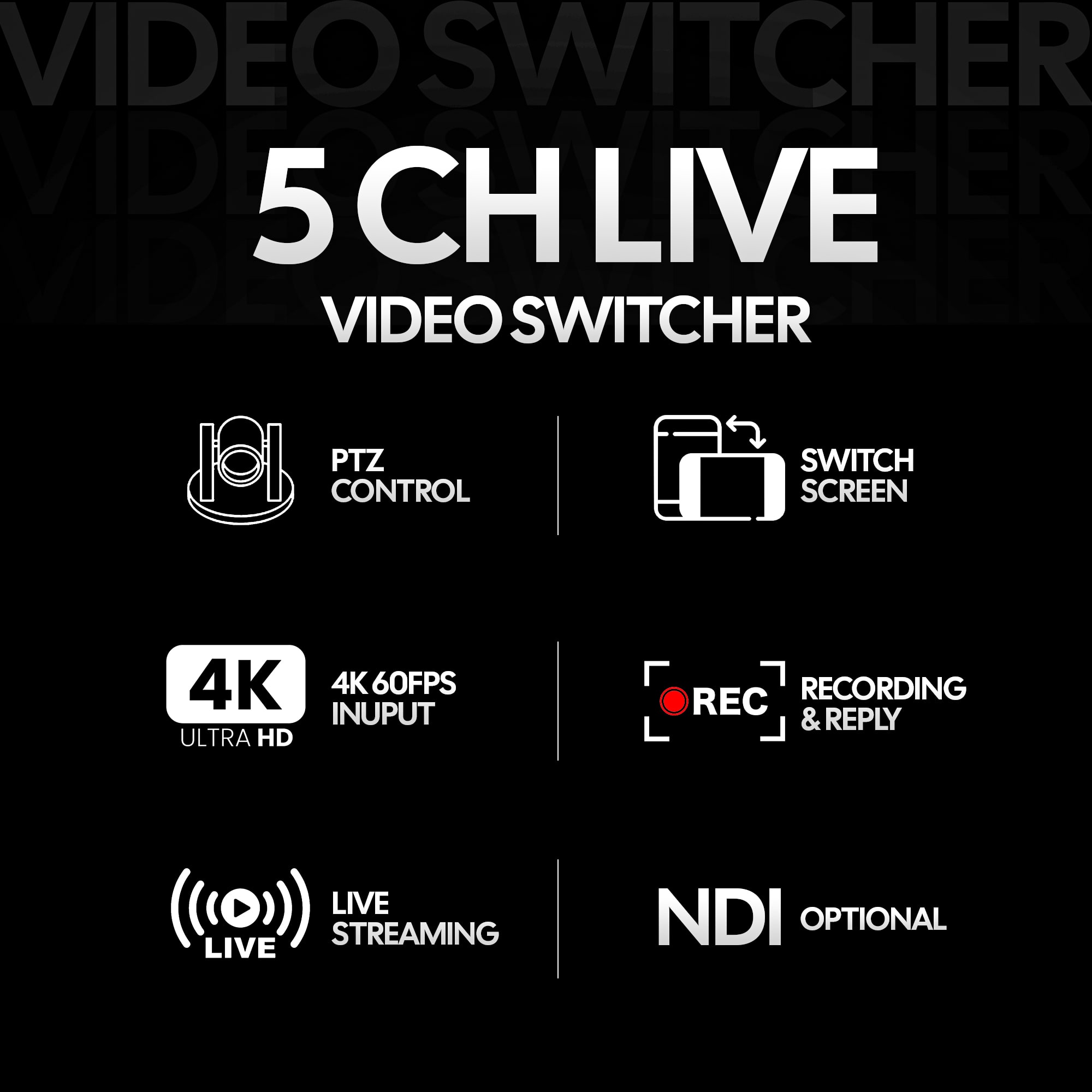 aiwaft video mixer 5ch switcher