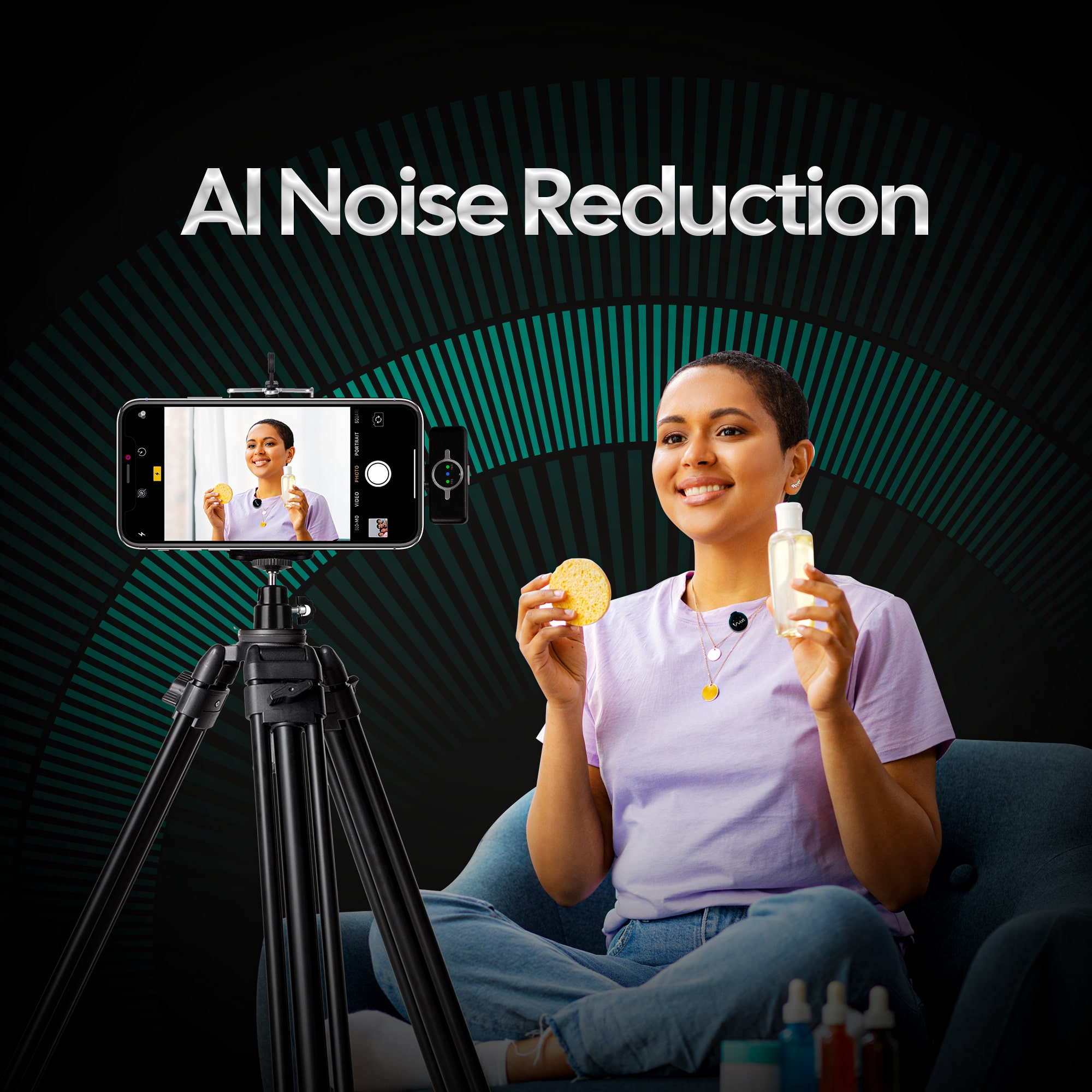 aiwaft wireless microphone black ai noise reduction