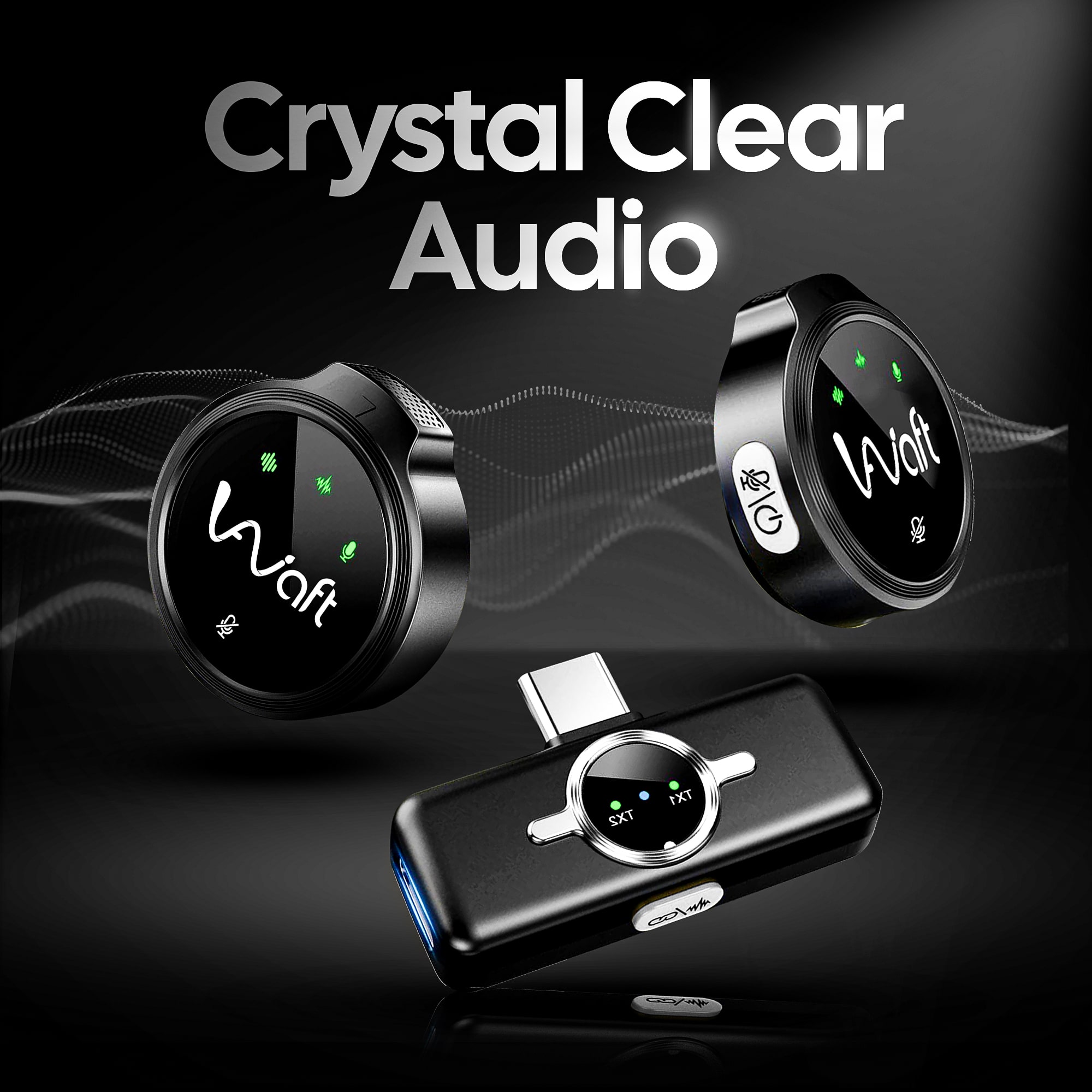 aiwaft wireless microphone black crystal clear audio
