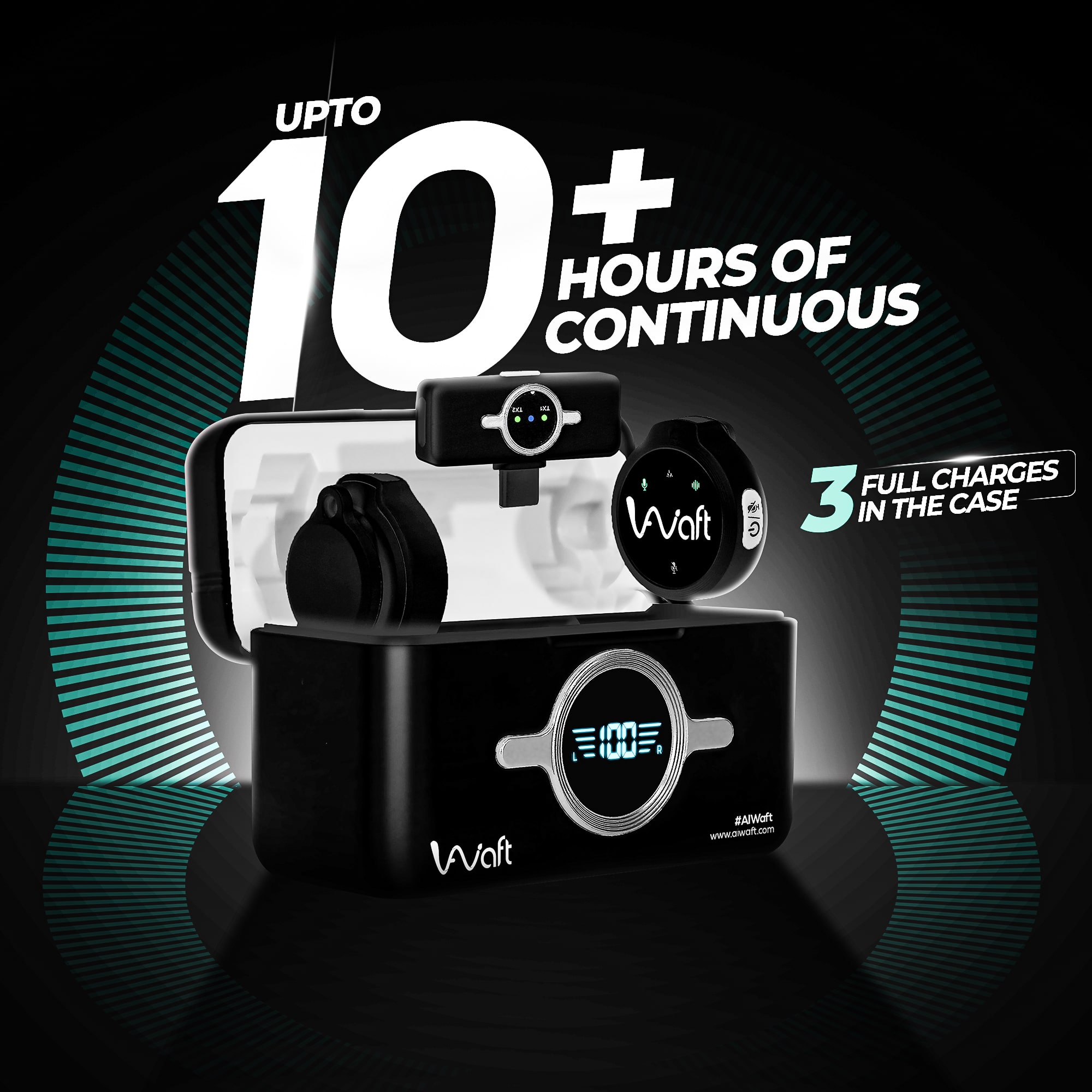 aiwaft wireless microphone black long battery life