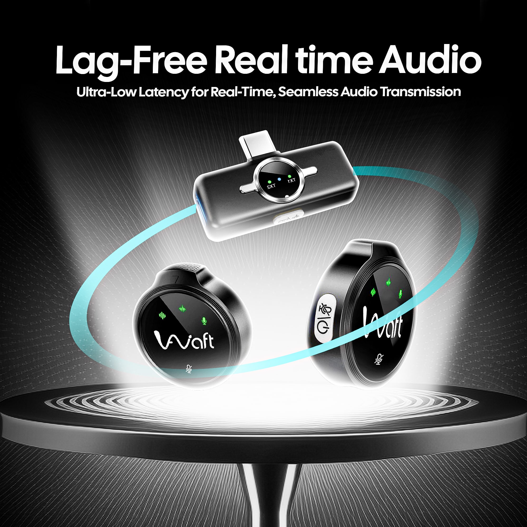 aiwaft wireless microphone black low latency audio