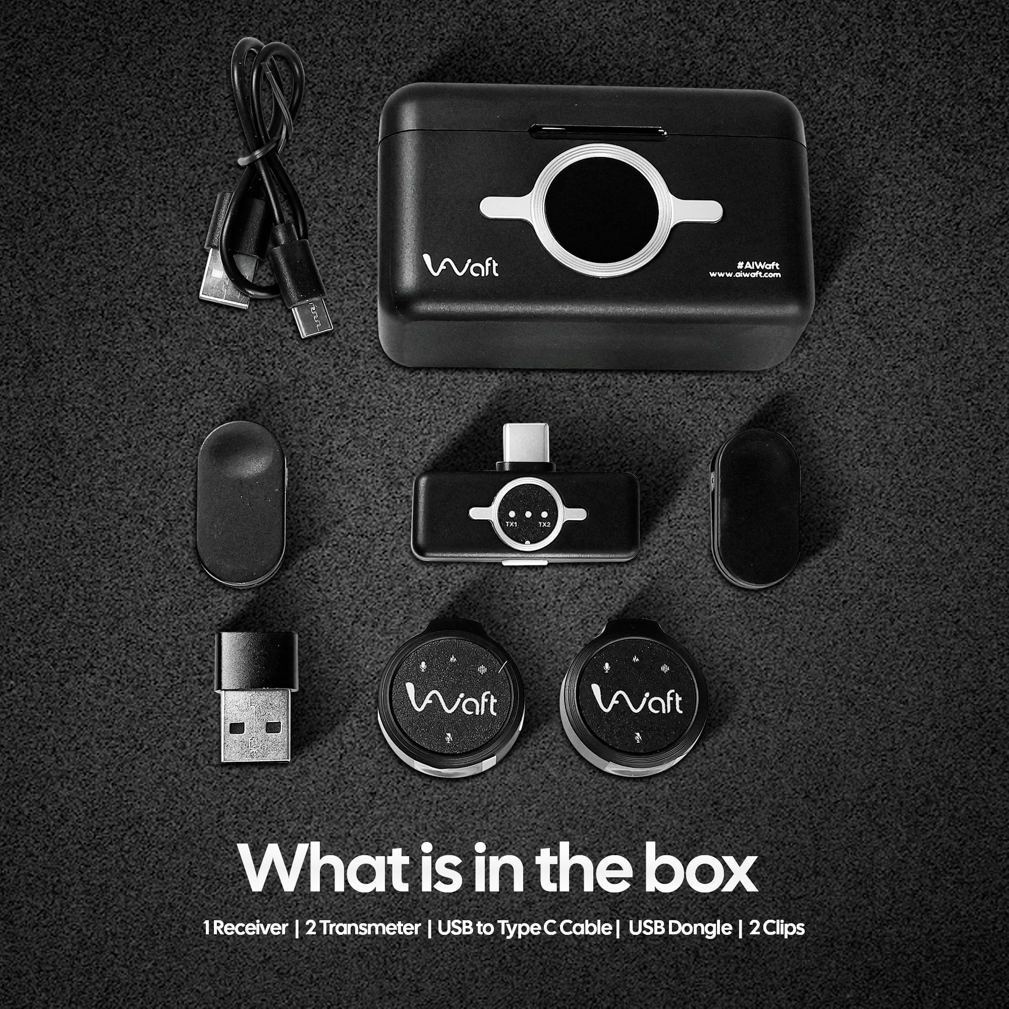 aiwaft wireless microphone black what is in the box